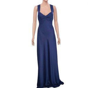 Calvin Klein Navy Blue Satin Evening Gown. Size 8 #H-0234